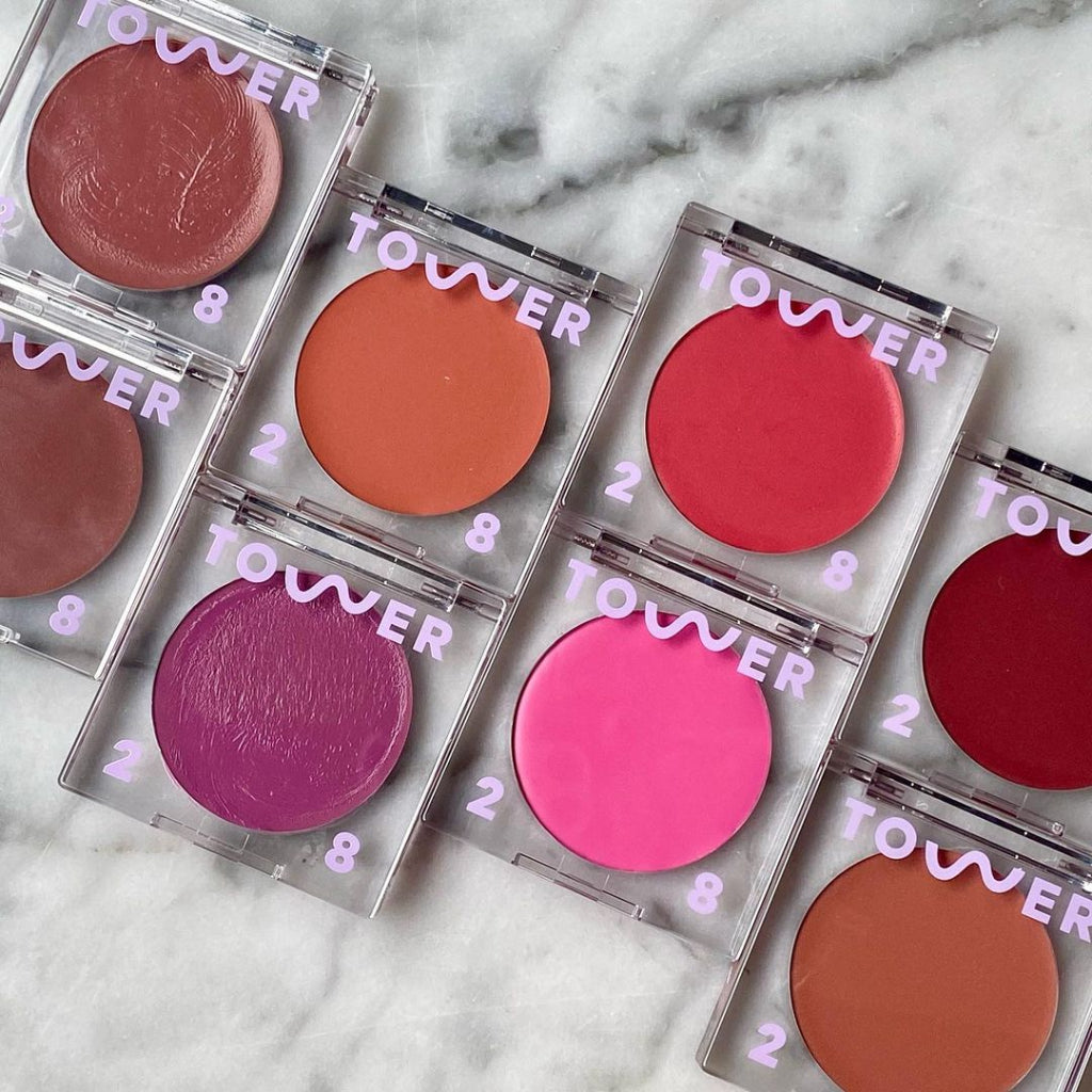 Tower 28 BeachPlease Cream Blush Lipstick Cheek Tinted Pink Rosy Nude Peach Compact