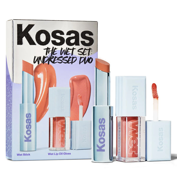 Kosas Wet Set Undressed Duo Lip Stick Shine Oil Gloss Treatment Heatwave Unhooked Gift Kit Trial Neutral