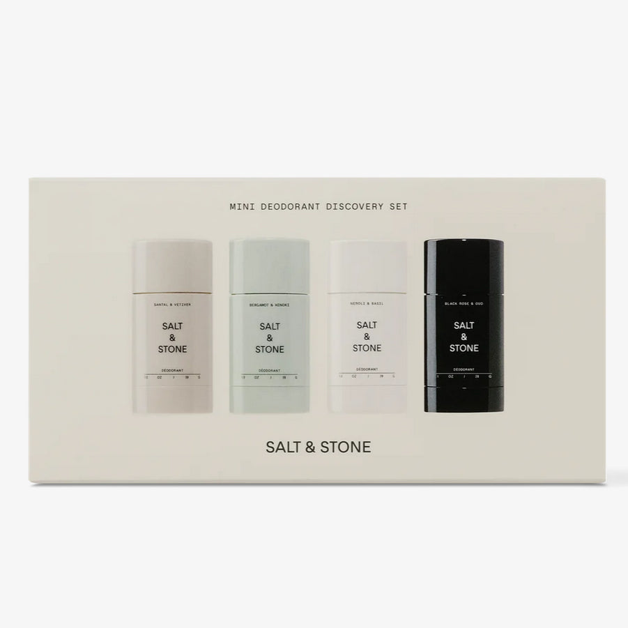 Salt & Stone Mini Deodorant Discovery Set Natural Travel Bergamot Santal Rose Neroli Trial Stick Gift Present Box