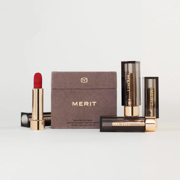 MERIT Box Set Signature Lip Matte Lipstick Cream Classic Power Maison Antibes Gift Peach Neutral Nude Red Berry Pink