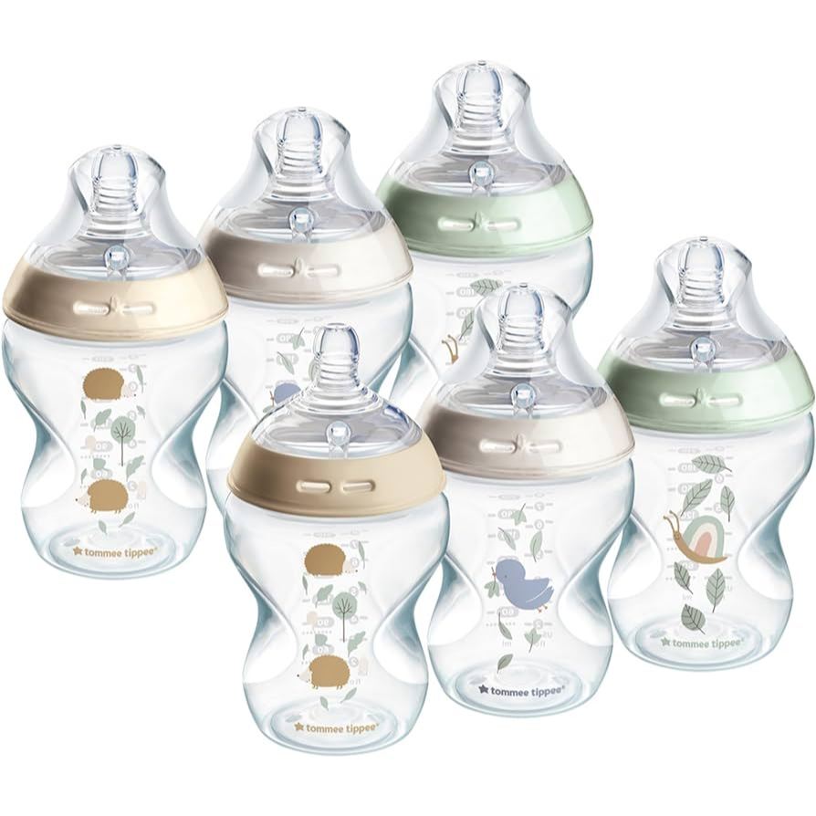 Tommee Tippee Closer to Nature Natural Start Colour Baby Bottle BPA Pack Milk Clear Bottles Set Gift