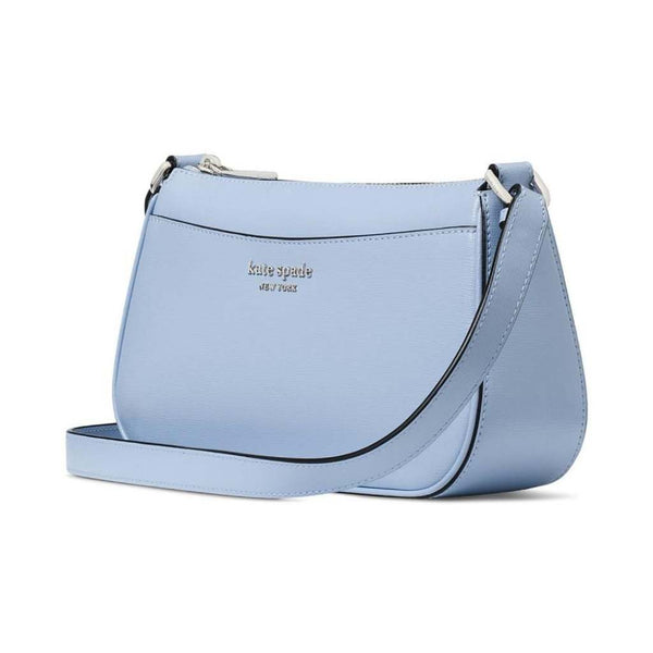 Kate Spade New York Bleecker Small Crossbody Sling Saffiano Shoulder Leather Bag Light Pastel Baby Blue Pink Travel Zip
