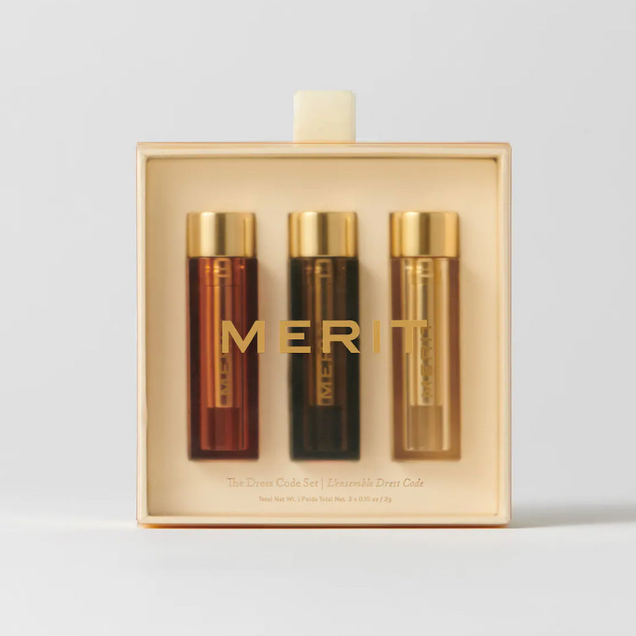 MERIT Dress Code Set Signature Lip Lipstick Lightweight Sheer Satin Matte Natural Gift Kit Pink Red Brown Neutral Nude