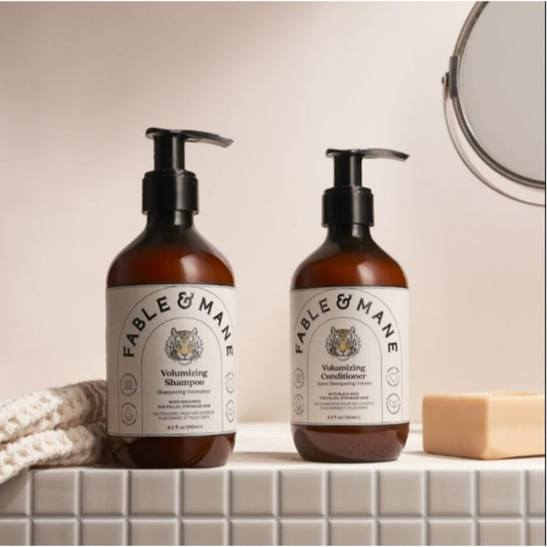 Fable Mane Volumizing Conditioner Shampoo Fine Medium Amla Seed Onion Softening Thinning Moisturising Strengthening