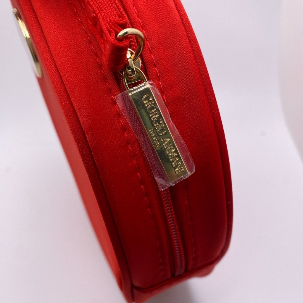Giorgio Armani Pouch Makeup Cosmetics Gift Toiletry Polyester Recycle Bag Travel Organizer Beauty Case Zipper Red Clutch