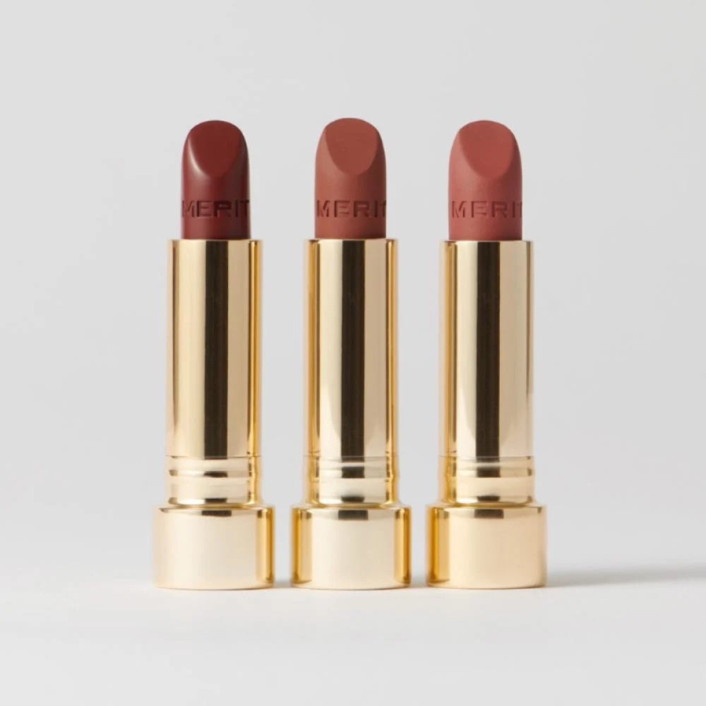 MERIT Dress Code Set Signature Lip Lipstick Lightweight Sheer Satin Matte Natural Gift Kit Pink Red Brown Neutral Nude