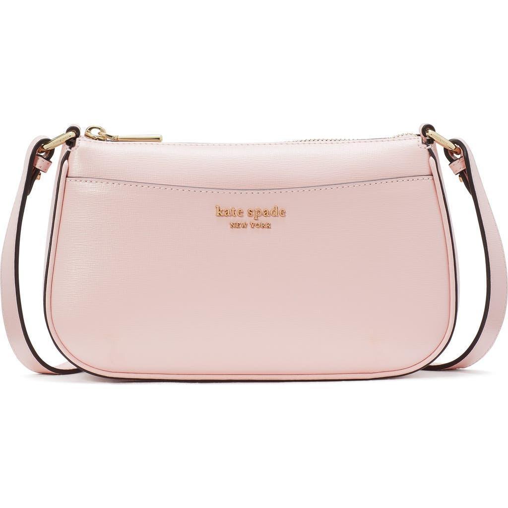 Kate Spade New York Bleecker Small Crossbody Sling Saffiano Shoulder Leather Bag Light Pastel Baby Blue Pink Travel Zip