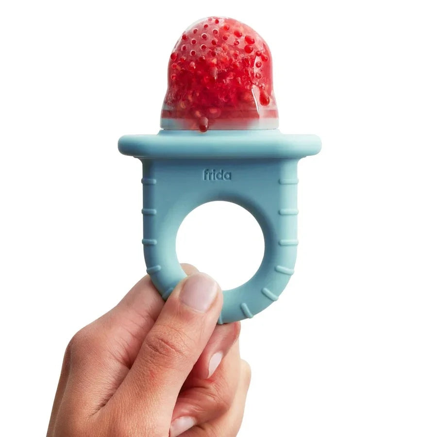 Frida Baby Push Pop Feeder Set Teether Snack Silicone Handle Travel Puree Ice Blended Milk Oral Teething Relief Cold