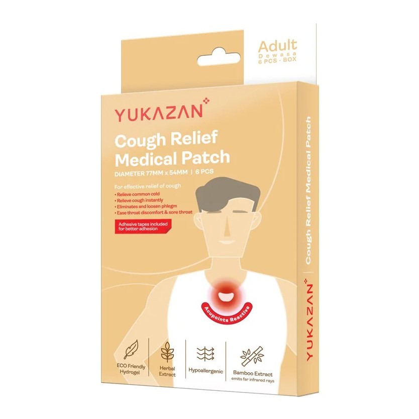 Yukazan Cough Relief Medical Patch Hypoallergenic Herbal Gel Acupoint Sticker Phlegm Sore Throat Cold Flu Kids Adult