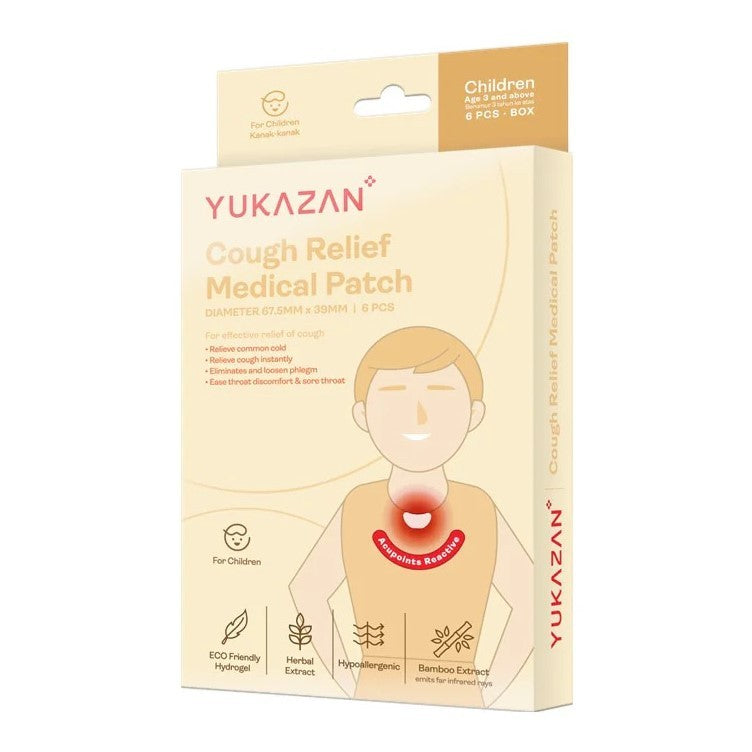 Yukazan Cough Relief Medical Patch Hypoallergenic Herbal Gel Acupoint Sticker Phlegm Sore Throat Cold Flu Kids Adult