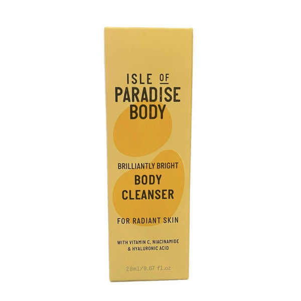 Isle of Paradise Brilliantly Bright Body Cream Cleanser Brightening Vitamin C Niacinamide Hyaluronic Travel Sample