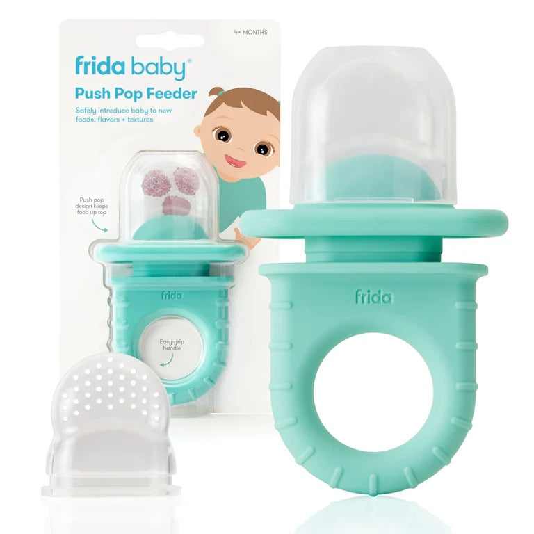Frida Baby Push Pop Feeder Set Teether Snack Silicone Handle Travel Puree Ice Blended Milk Oral Teething Relief Cold