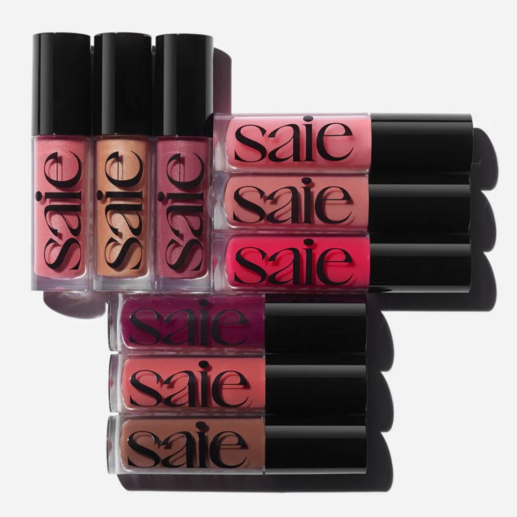 Saie Glossybounce High-Shine Hydrating Lip Gloss Oil High Shine Tint Stain Rose Berry Clear Pink Brown