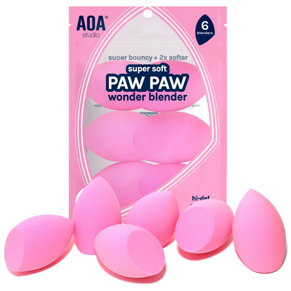 AOA Studio Paw Paw Super Soft Wonder Blender 6 Pack Liquid Cream Powder Washable Foundation Concealer Reusable Sponge