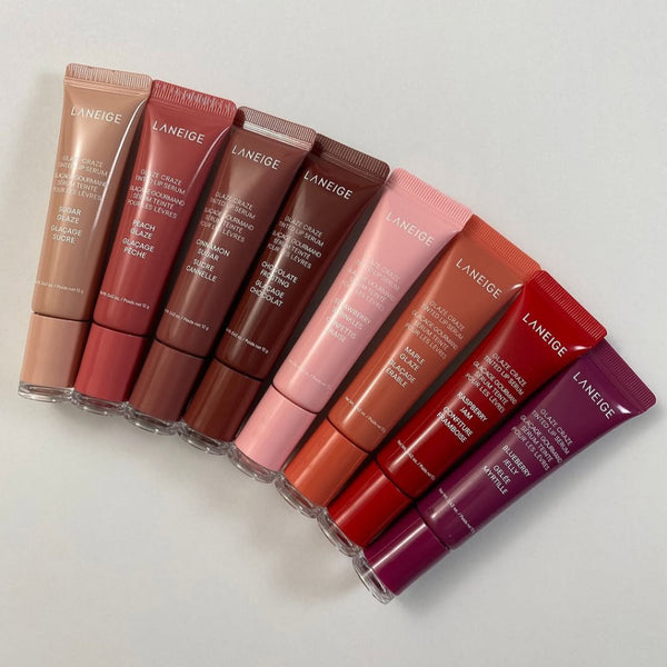 LANEIGE Glaze Craze Tinted Lip Serum Plumping Moisturiser Shine Gloss Treatment Peach Maple Strawberry Nude Ceramides
