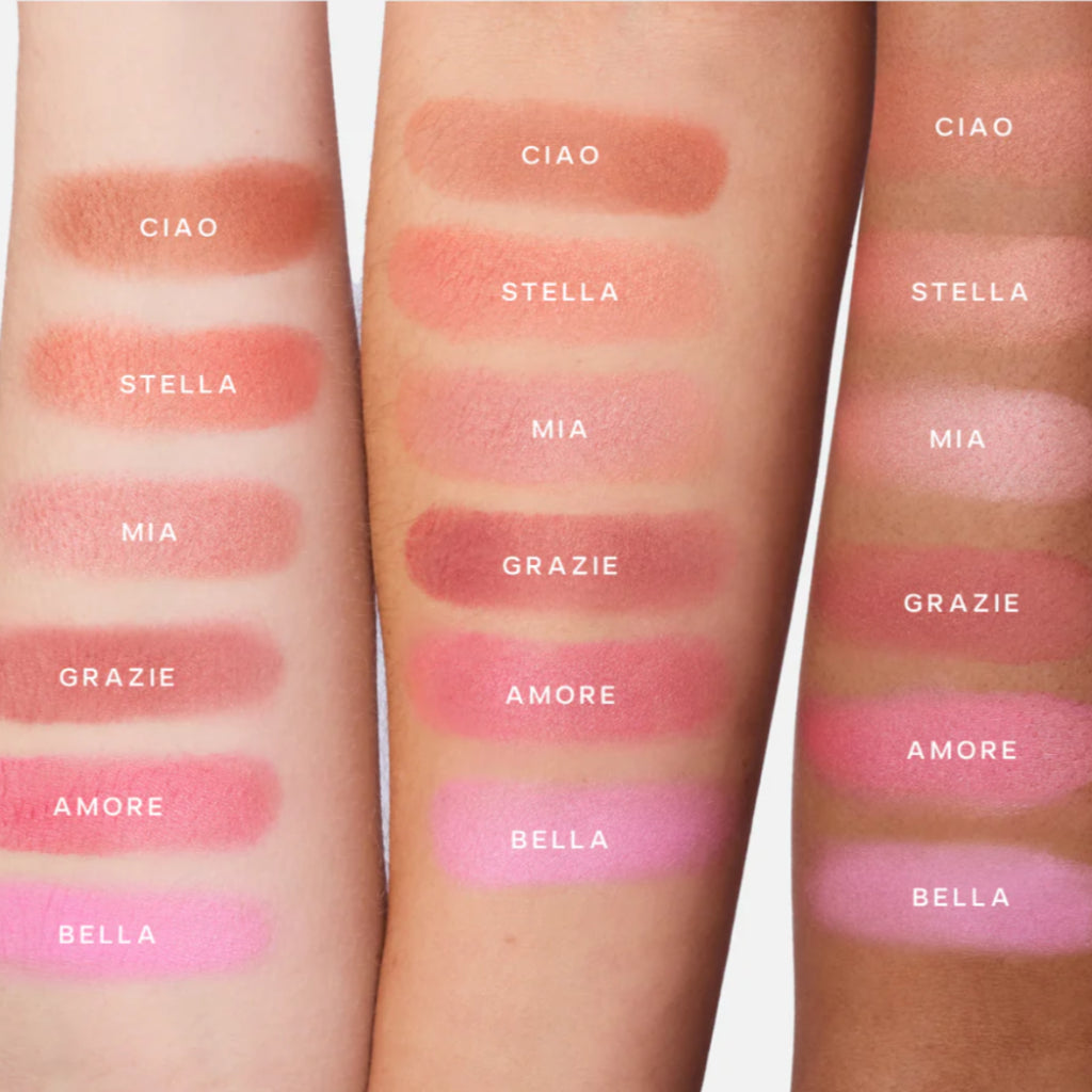 Saie SuperSuede Baked Powder Blush Light Natural Pink Velvet Coral Rose Brown Warm Lasting Pigmented Compact Travel