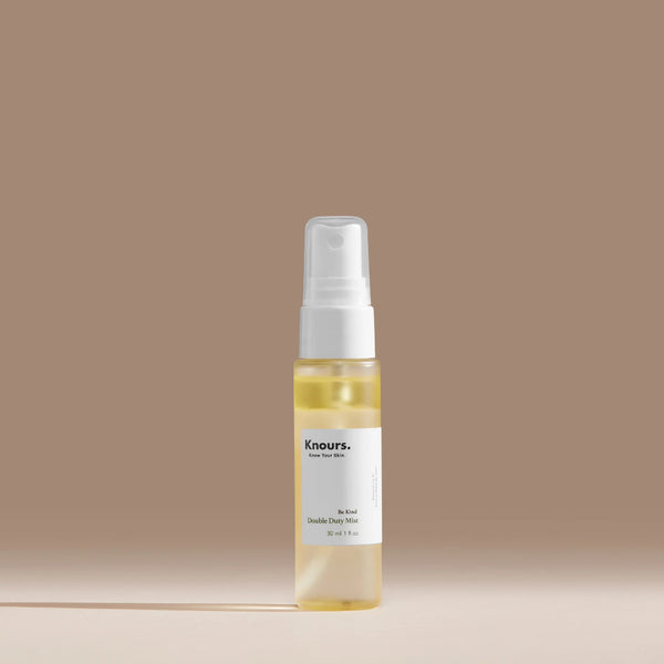 Knours Be Kind Double Duty Mist Spray Toner Moisturiser Vitamin Aloe Jojoba Oil Travel Trial Sample Mini Essence
