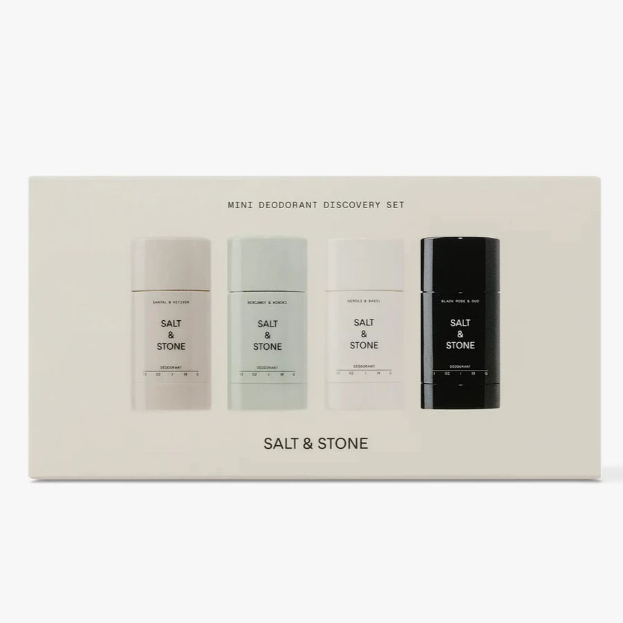 Salt & Stone Mini Deodorant Discovery Set Natural Travel Bergamot Santal Rose Neroli Trial Stick Gift Present Box